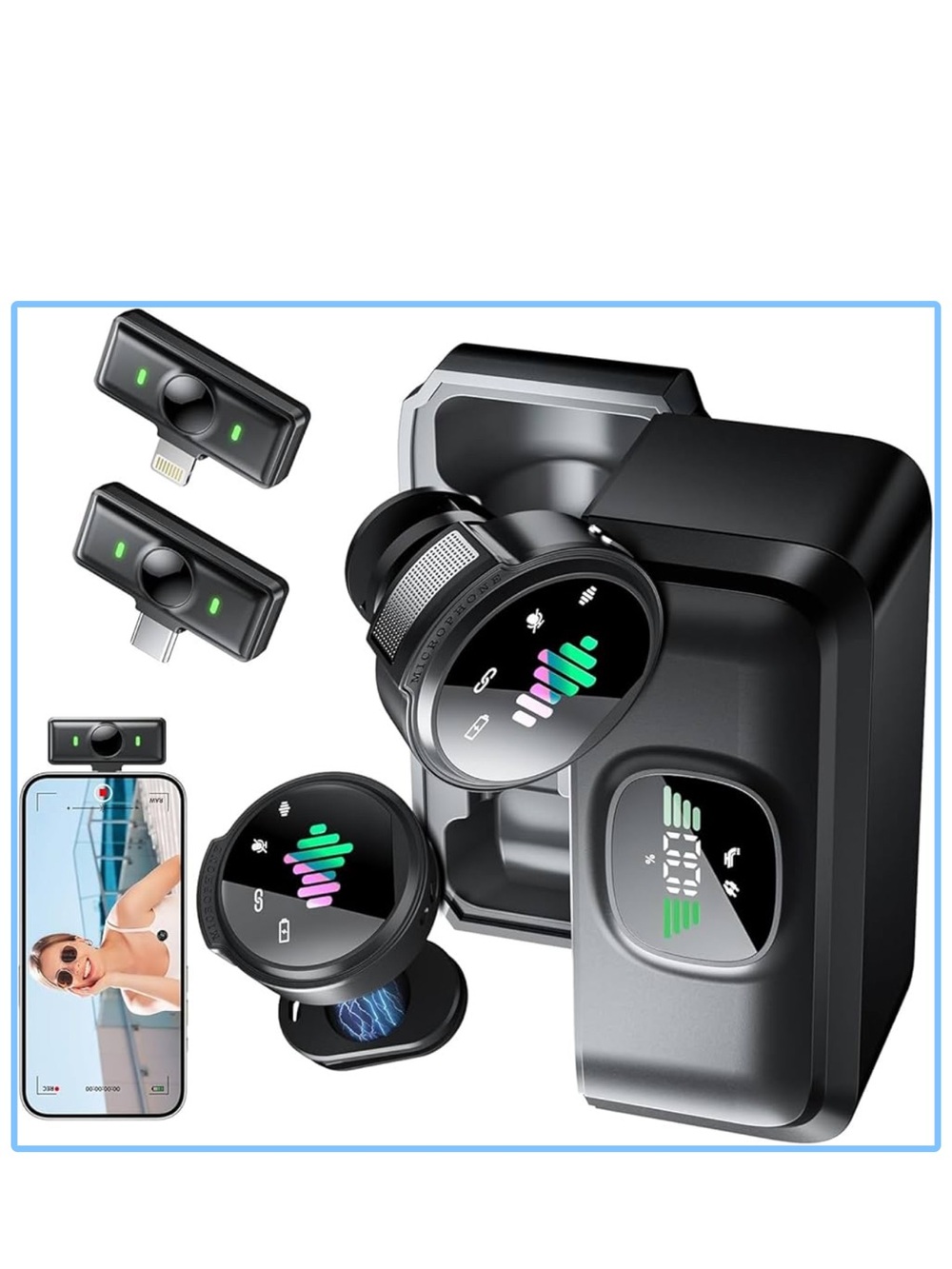 wireless lavalier microphone for iPhone 80H battery 48KHz clip on microphone